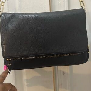 Talbots Black Clutch with Gold Accents